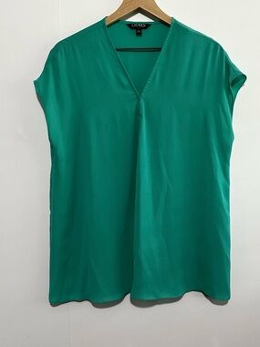 Lauren Ralph Lauren Teal Green Cap Sleeve Top SIze Large